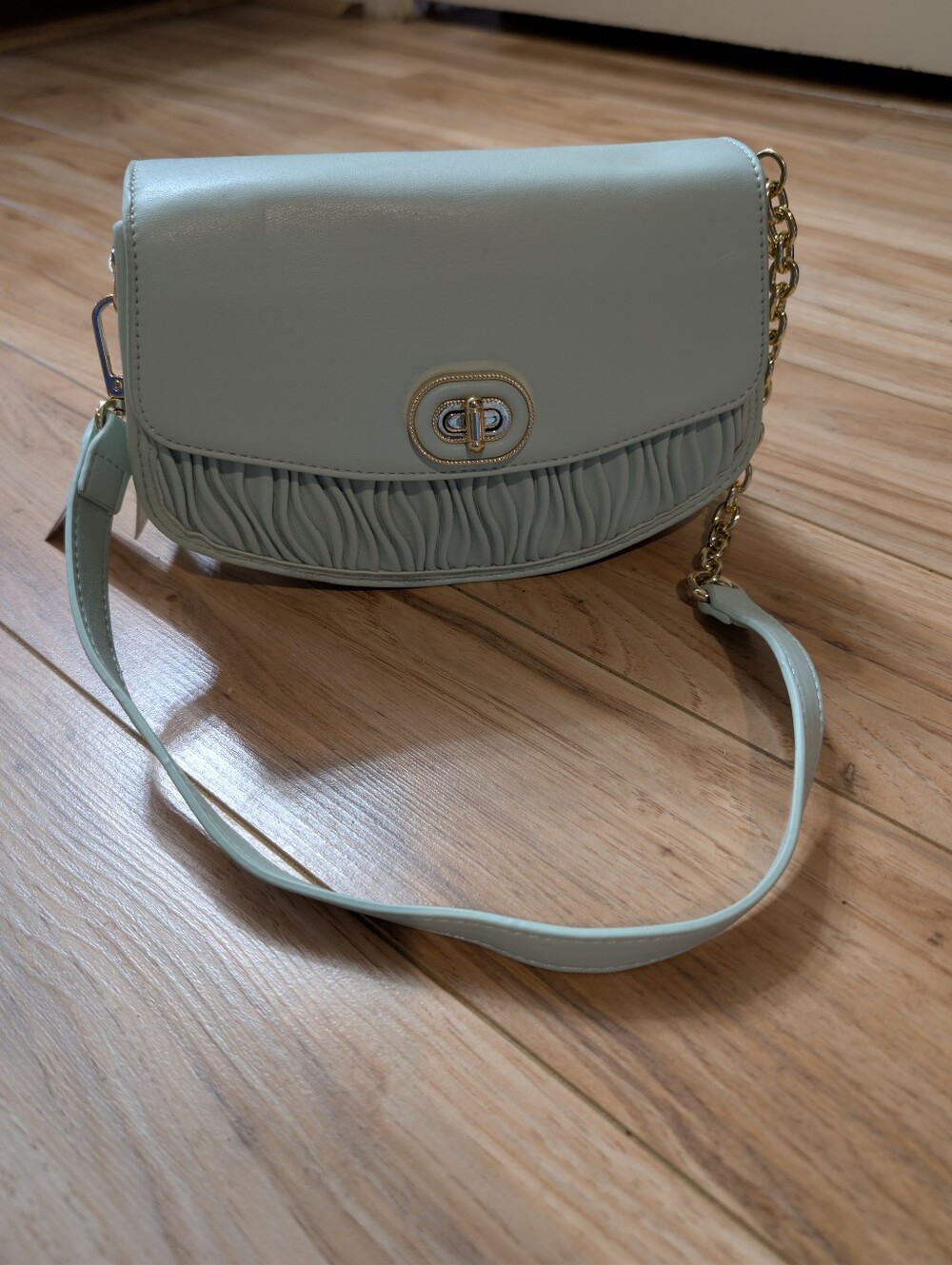 JENNU Santorini Crossbody Bag Pale Sage JN2699 NWT Pastel Mint Wavy Pleated